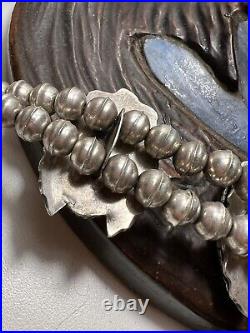 Amazing Large Vintage Navajo Pearls Sterling Silver Mother Pearl Necklace