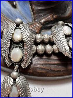 Amazing Large Vintage Navajo Pearls Sterling Silver Mother Pearl Necklace