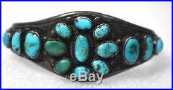 Amazing Old Vintage Pawn BISBEE Turquoise & Silver Navajo Bracelet Cuff 1940's