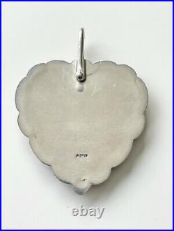 Amazing Vintage Large Sterling Benny Aldrich Heart Multi Stone Inlay Pendant