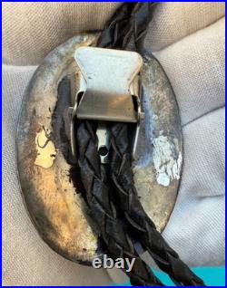 Amazing Vintage Native American Navajo Sterling Silver Turquoise Bolo Necklace Amazing Vintage Native American Navajo Sterling Silver Turquoise Bolo Necklace