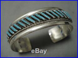 Amazing Vintage Zuni Navajo Turquoise Sterling Silver Bracelet Old