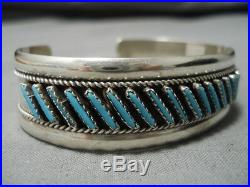 Amazing Vintage Zuni Navajo Turquoise Sterling Silver Bracelet Old