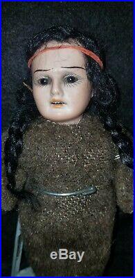 Antique ARMAND MARSEILLE American Indian Native Doll Bisque Compo Germany 8/0