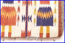 Antique Navajo Rug Native American Indian Yei Pictorial Weave 29x17 Textile Vtg