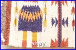 Antique Navajo Rug Native American Indian Yei Pictorial Weave 29x17 Textile Vtg
