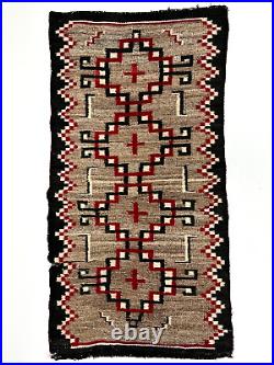 Antique Navajo Rug Textile Native American Indian Klagetoh Weaving 35x18 Vintage