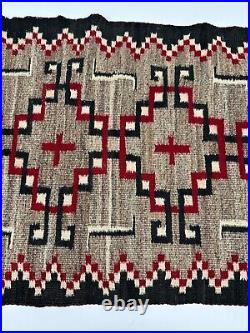 Antique Navajo Rug Textile Native American Indian Klagetoh Weaving 35x18 Vintage