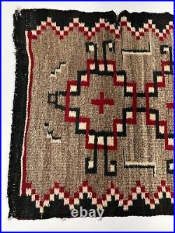 Antique Navajo Rug Textile Native American Indian Klagetoh Weaving 35x18 Vintage