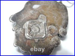 Antique Navajo Sterling Silver Gold Coral Turquoise Pendant Necklace Free Chain