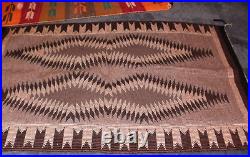 Antique Pre-1935 30x48 Eye Dazzler, Grey, Brown, Black, & White Navajo Rug