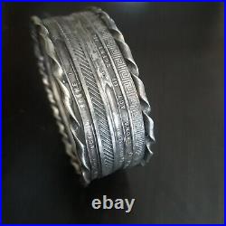Antique Vintage Native American Bracelet Signed Heavy Sterling Silver Native