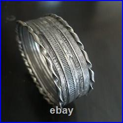 Antique Vintage Native American Bracelet Signed Heavy Sterling Silver Native