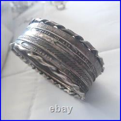 Antique Vintage Native American Bracelet Signed Heavy Sterling Silver Native