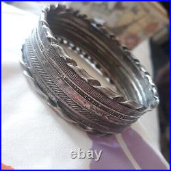 Antique Vintage Native American Bracelet Signed Heavy Sterling Silver Native