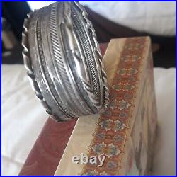 Antique Vintage Native American Bracelet Signed Heavy Sterling Silver Native