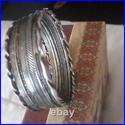 Antique Vintage Native American Bracelet Signed Heavy Sterling Silver Native