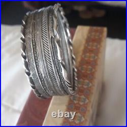 Antique Vintage Native American Bracelet Signed Heavy Sterling Silver Native