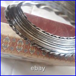 Antique Vintage Native American Bracelet Signed Heavy Sterling Silver Native