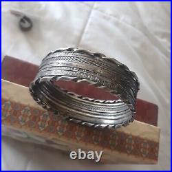 Antique Vintage Native American Bracelet Signed Heavy Sterling Silver Native