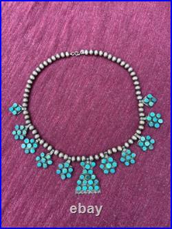 Antique Vintage Native American museum quality rare turquoise statement necklace