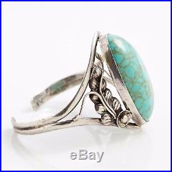 Antique Vintage Native Navajo Pawn Sterling Silver Faux Turquoise Cuff Bracelet