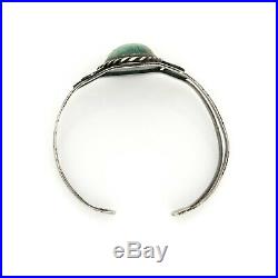 Antique Vintage Native Navajo Pawn Sterling Silver Green Turquoise Cuff Bracelet