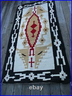 Antique Vintage Old Large Native American Indian Rug Blanket Navajo Art 88 Inch