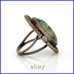 Antique Vintage Sterling 925 Silver Native Navajo Pawn Turquoise Band Ring S 6.5