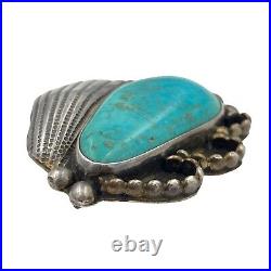 Antique Vintage Sterling Silver Native Navajo Candelaria Turquoise Pendant 21.4g