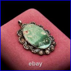 Antique Vintage Sterling Silver Native Navajo Carico Lake Turquoise Pendant 7.8g