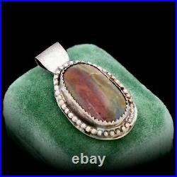 Antique Vintage Sterling Silver Native Navajo Pawn Rainbow Jasper Pendant 7.5g