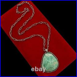 Antique Vintage Sterling Silver Native Navajo Pawn Turquoise HUGE Necklace 22.1g