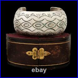 Antique Vintage Sterling Silver Native Navajo Stamped HUGE Cuff Bracelet 51.9g