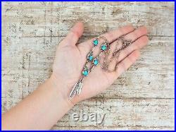 Antique Vintage Sterling Silver Native Navajo Turquoise Lavaliere Necklace 14.4g