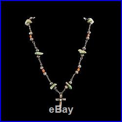 Antique Vintage Sterling Silver Native Pueblo Santo Domingo HILL Rosary Necklace