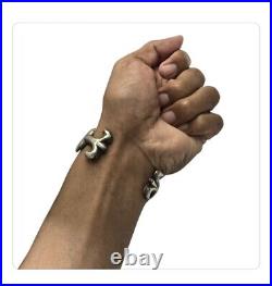 Authentic Vintage Navajo Sterling Silver Cast Bracelet