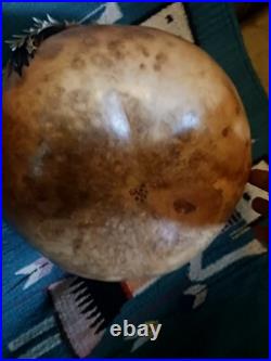 Awesome Lg. Vintage Native American Painted Gourd Basket Art Signed Nice