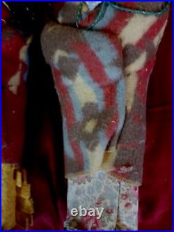 Awesome Pair Of Vintage Native American 12 Skootum Dolls As Found Original