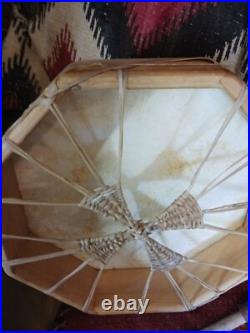 Awesome Vintage Native American Buffalo Hide Hand Drum Red Eagle 07