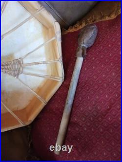 Awesome Vintage Native American Buffalo Hide Hand Drum Red Eagle 07