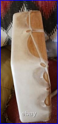 Awesome Vintage Native American Buffalo Hide Hand Drum Red Eagle 07
