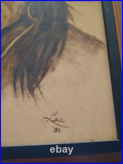 Awesome Vintage Native American Oil Painting Lee 84 Very Nice