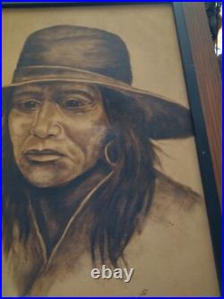 Awesome Vintage Native American Oil Painting Lee 84 Very Nice