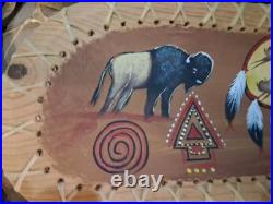 Awesome Vintage Native American Painted Wooden Bowl Batea Very Nice