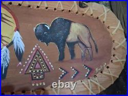 Awesome Vintage Native American Painted Wooden Bowl Batea Very Nice