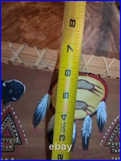 Awesome Vintage Native American Painted Wooden Bowl Batea Very Nice