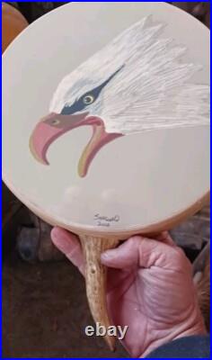 Awesome Vintage Native American Rawhide Hand Drum Hoop Prayer Drum Nice