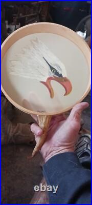 Awesome Vintage Native American Rawhide Hand Drum Hoop Prayer Drum Nice