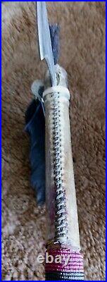 Awesome Vintage Native American Tomahawk Iron Head Beaded Horse Hair Nice